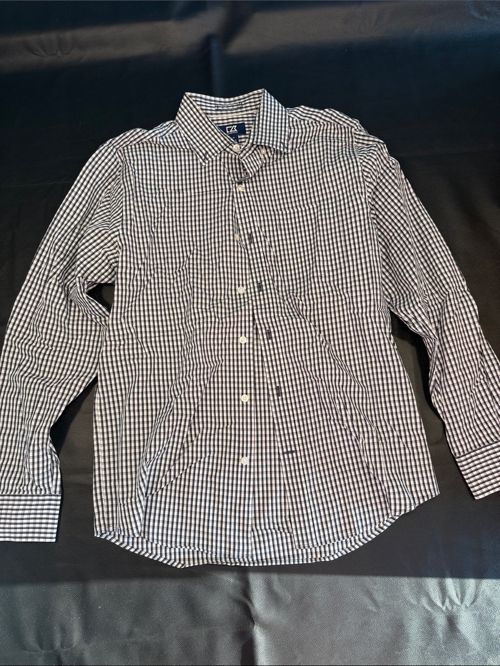 Cutter & Buck Navy and White Gingham Dress Shirt
